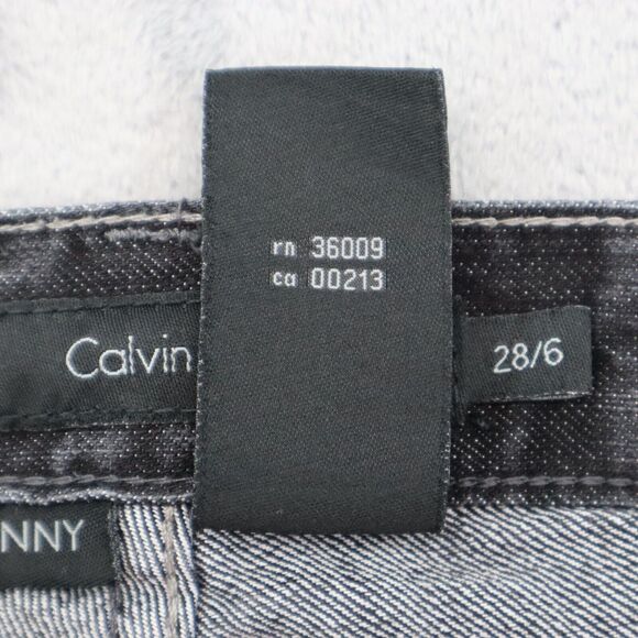Calvin Klein Pants Womens 28 Black Skinny Mid Rise Button Dark Wash Denim Jeans - Picture 3 of 16